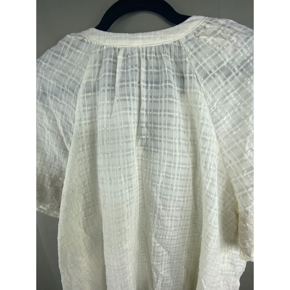 NWT Falls Creek Womens Blouse Top 2X Cream Cotton Gauze Embroidered Boho Cottage - Picture 10 of 13